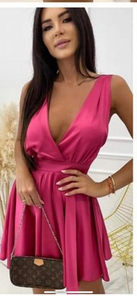 Saténové šaty UNI vel. růžové