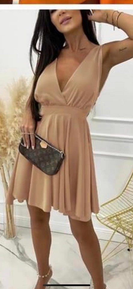 Saténové šaty UNI vel. kávové