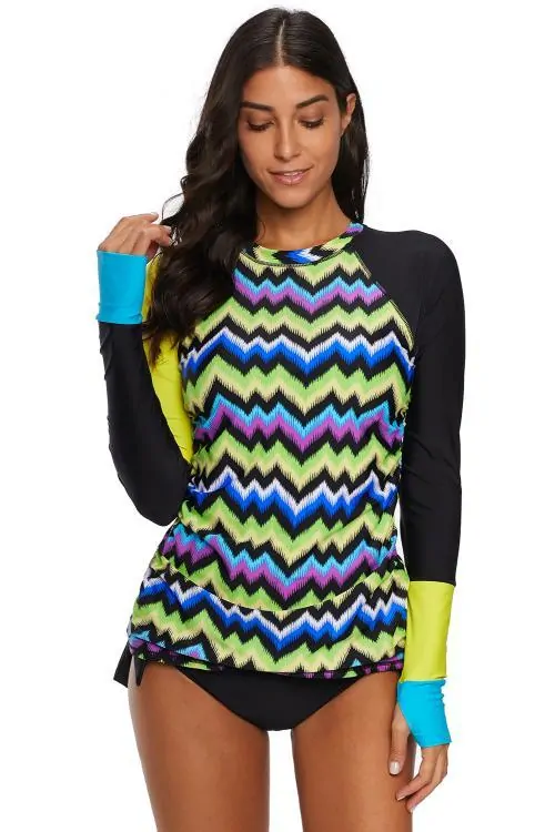 Tankiny vzorované s dlouhým rukávem