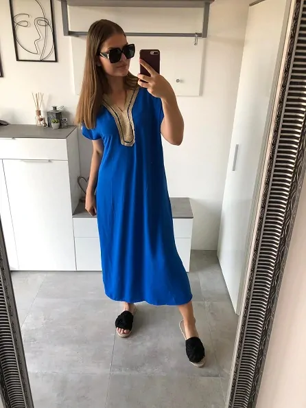 Letní šaty dlouhé modré ETNO