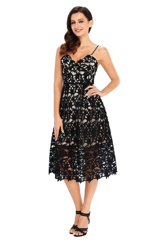 Společenské krajkové šaty černé