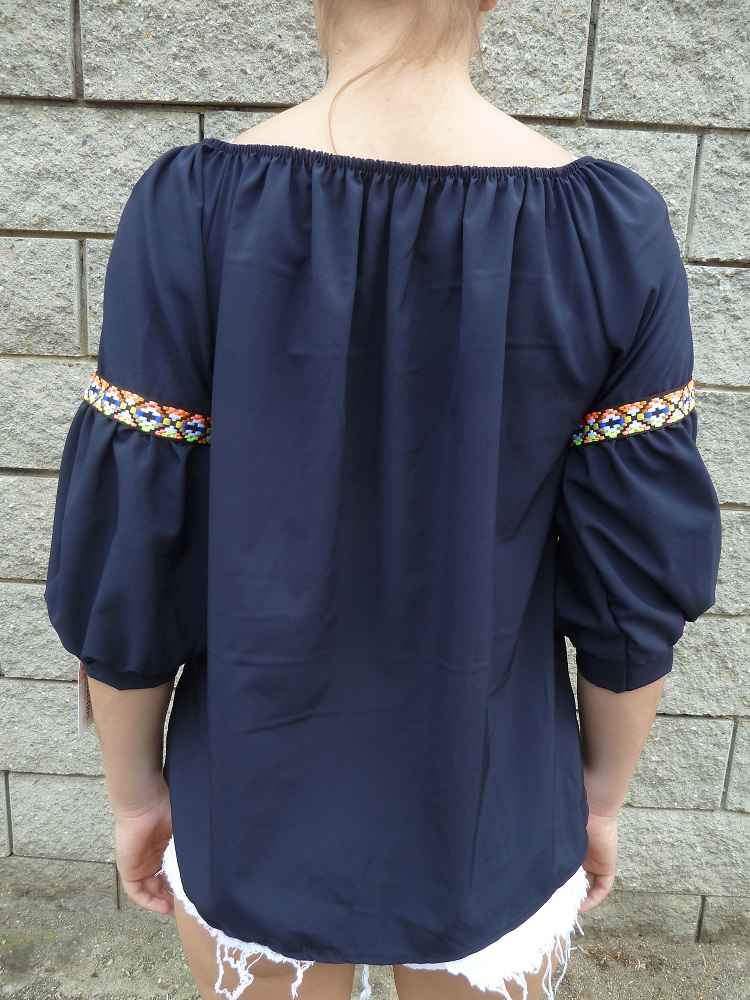 Letní romantická halenka Orient modrá