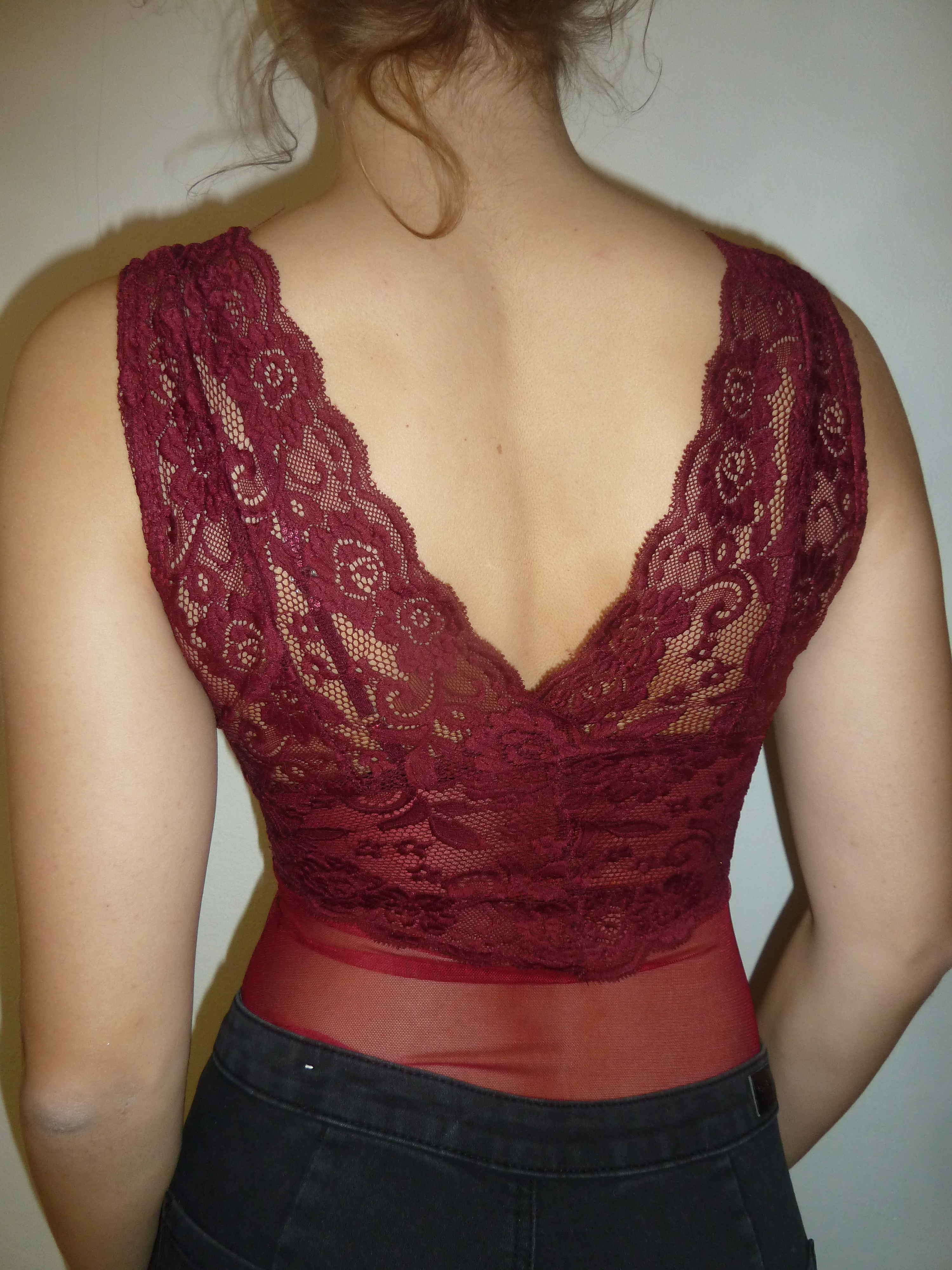 Krajkové body vínové UNI vel.