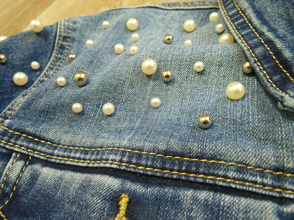 Dámská riflová bunda + size PEARLS