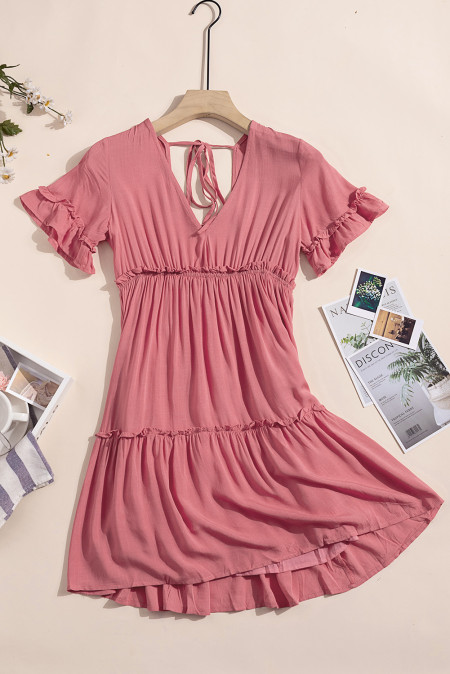 Romantické lososové šaty s volány S