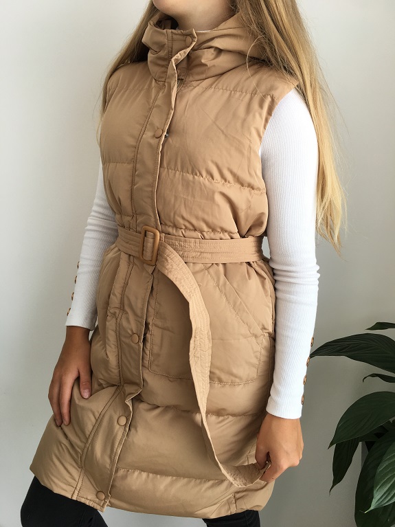 Dámská vesta dlouhá elegantní hnědá