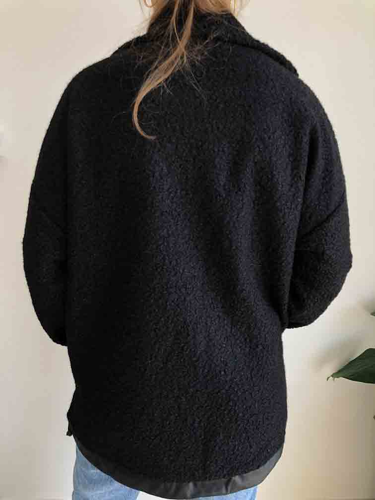 Dámský kabátek PATCH černý OVERSIZE