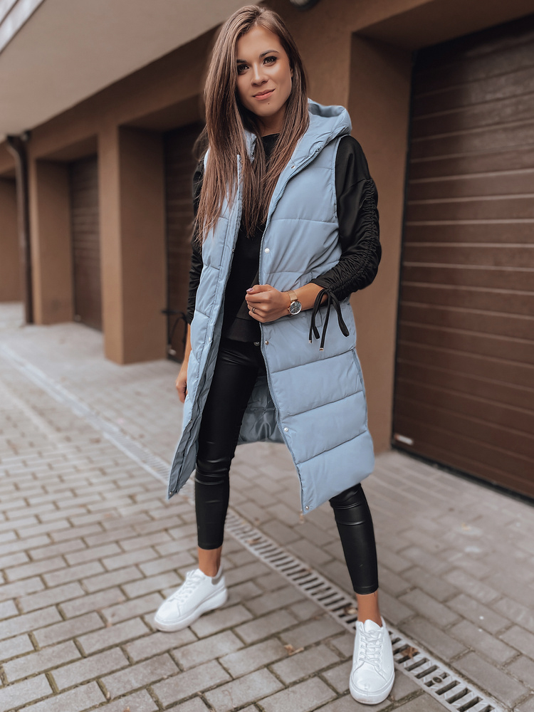 Dámská zimní vesta extra dlouhá ZIPPER modrá
