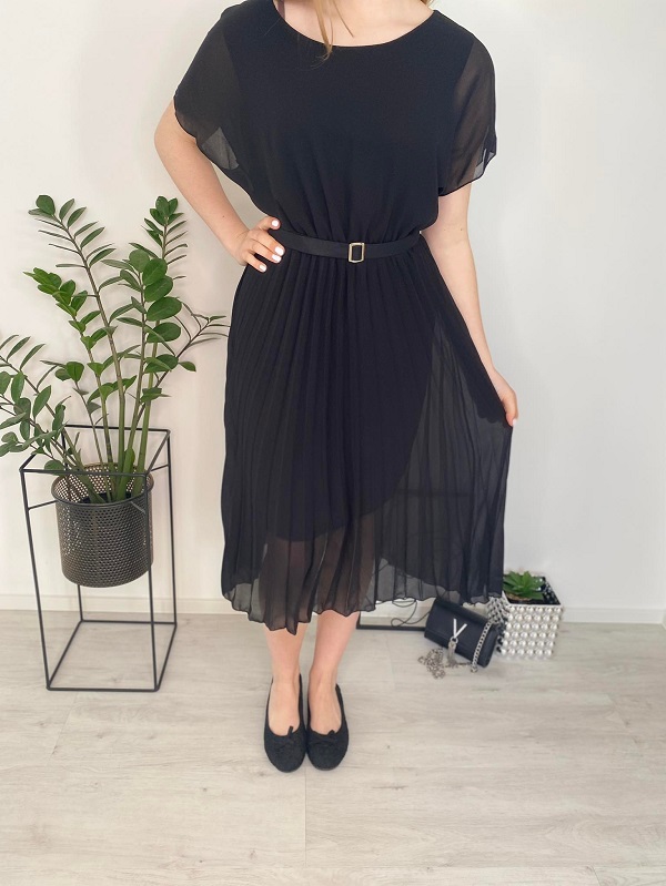 Elegantní šaty plisované černé UNI