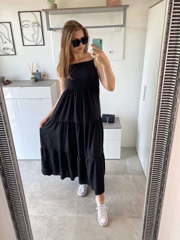 Letní šaty dlouhé černé Elegant UNI
