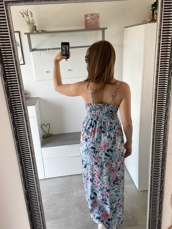 Letní šaty dlouhé bleděmodré SUNNY vel.XL/XXL