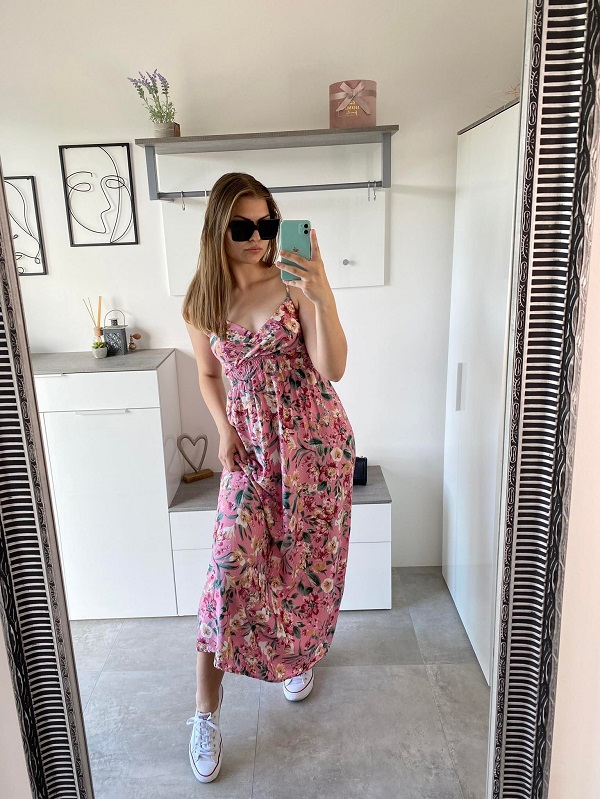 Letní šaty dlouhé růžové SUNNY