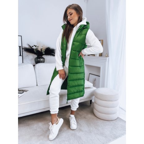 Dámská vesta dlouhá zelená pro plnoštíhlé