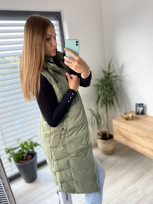Dámská dlouhá vesta FEMME zelená