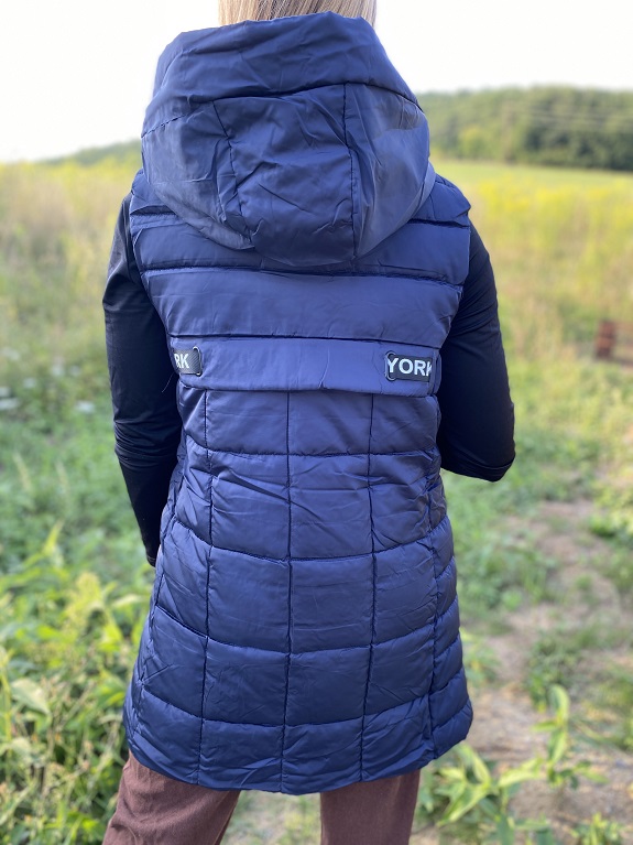 Dívčí zimní vesta s kapucí modrá M