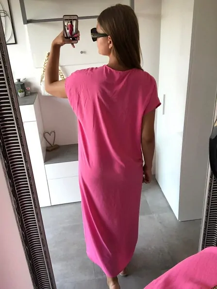 Letní šaty dlouhé růžové ETNO