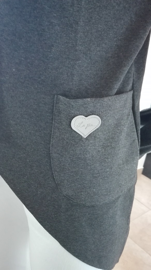 004 Dámská mikina asymetrická tmavě šedá