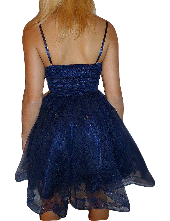 Plesové šaty - koktejlky s květinkami  - modré