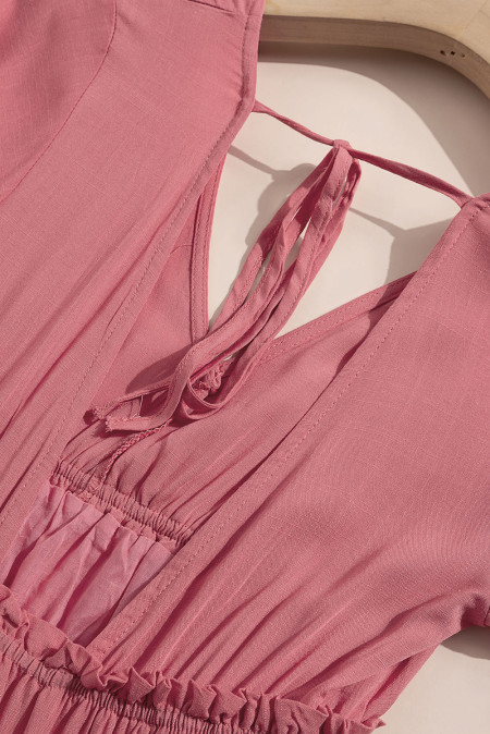 Romantické lososové šaty s volány S