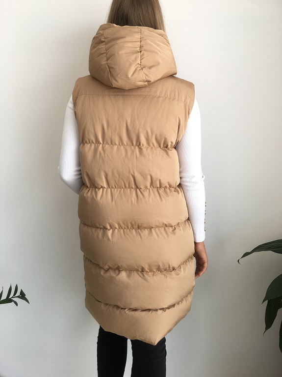 Dámská vesta dlouhá elegantní hnědá