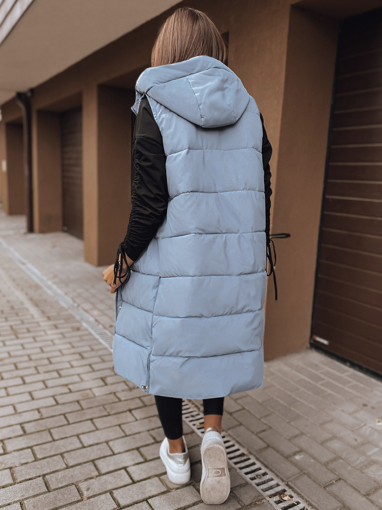 Dámská zimní vesta extra dlouhá ZIPPER modrá