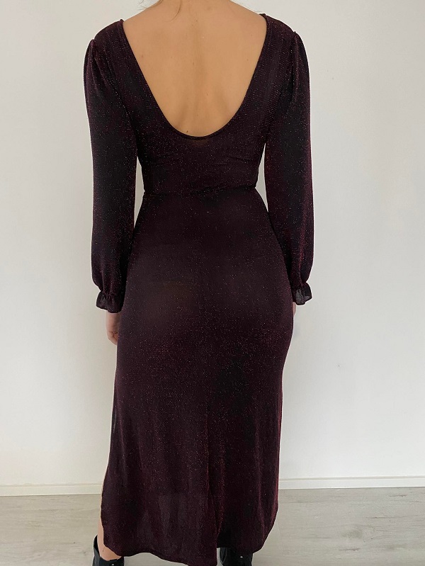 Společenské třpytivé šaty Evita bordó