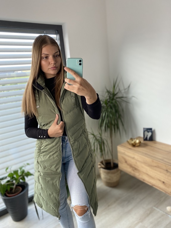 Dámská dlouhá vesta FEMME zelená