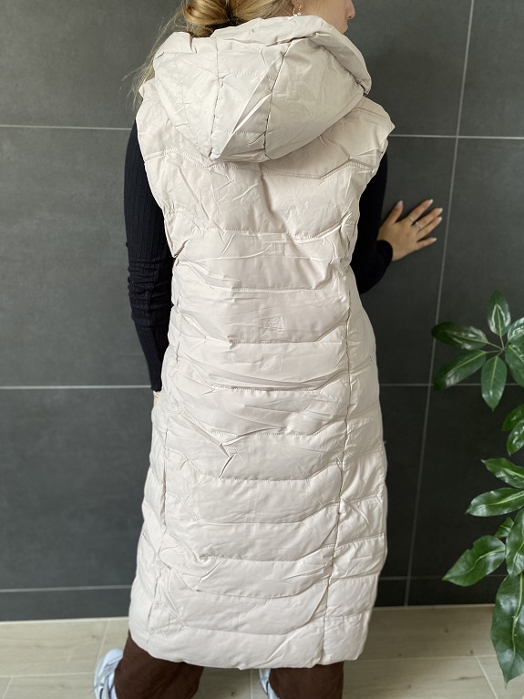 Dámská dlouhá vesta Glamour béžová L