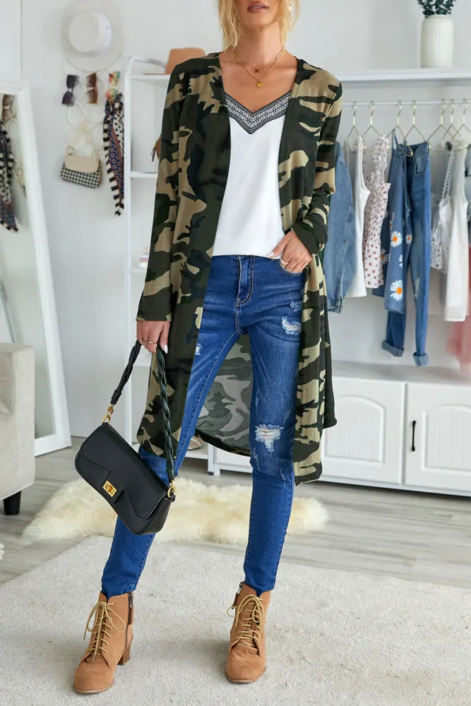 Dámský lehký kardigan maskáčový XL