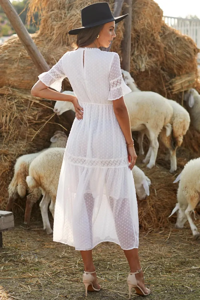 Letní maxi šaty krajkové bílé Adele