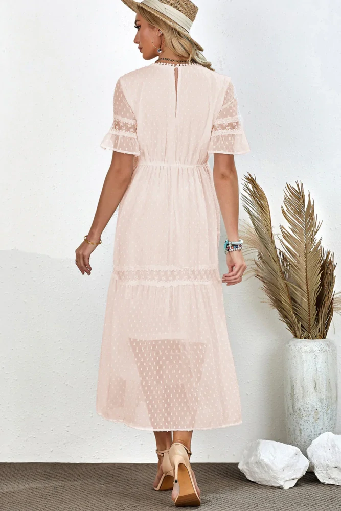 Letní maxi šaty krajkové meruňkové Adele