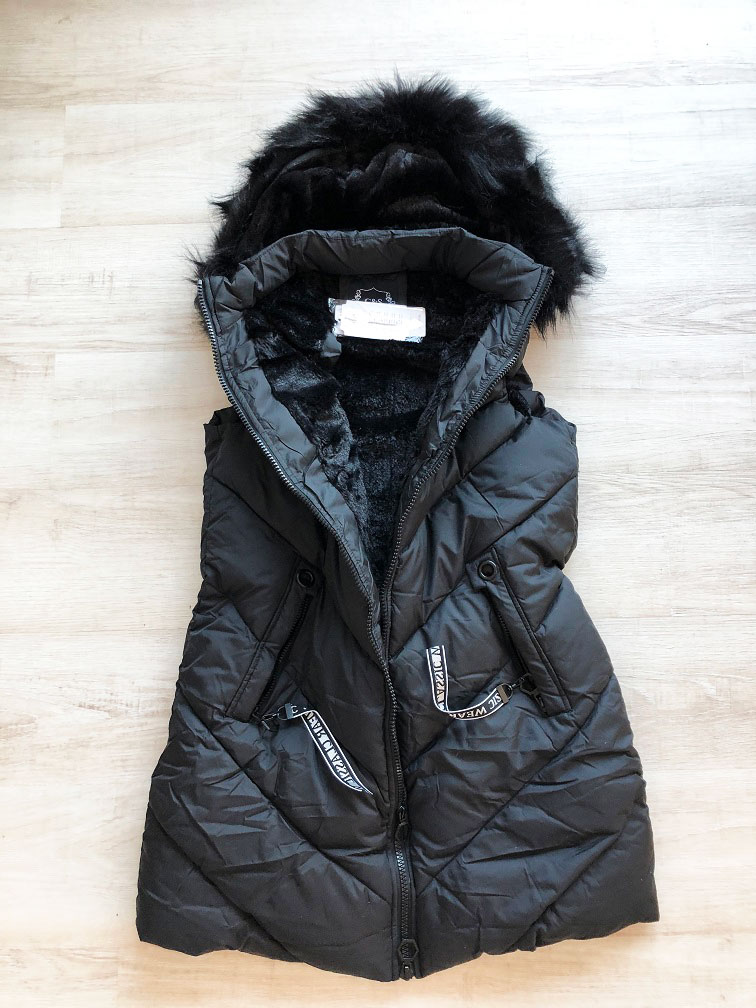 Dámská zimní vesta s kožíškem City černá vel.S