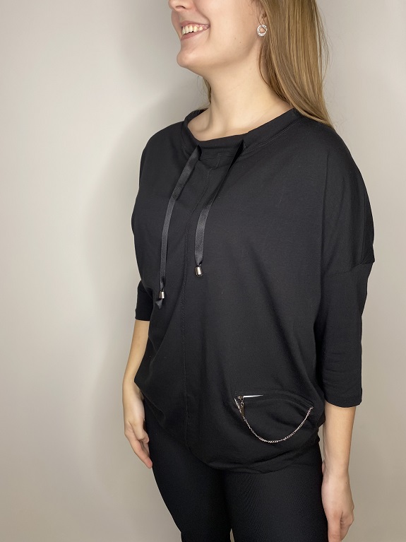 Dámská halenka volná černá ZIPS