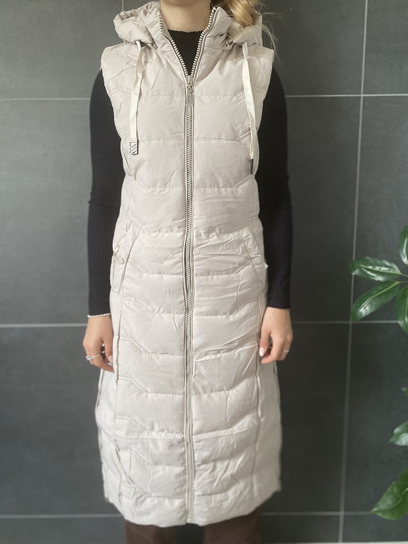 Dámská dlouhá vesta Glamour béžová L