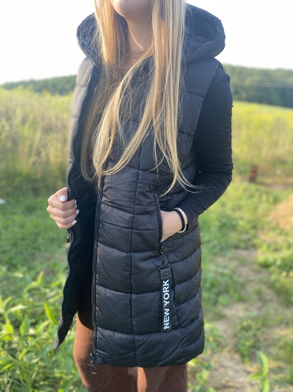 Dívčí zimní vesta s kapucí černá XXL