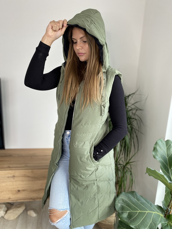 Dámská dlouhá vesta FEMME zelená