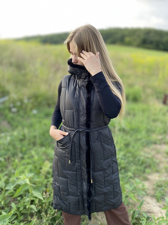 Dámská dlouhá vesta SWENY černá S