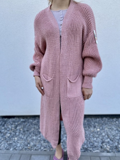 Dámský dlouhý svetr - cardigan sv.růžový