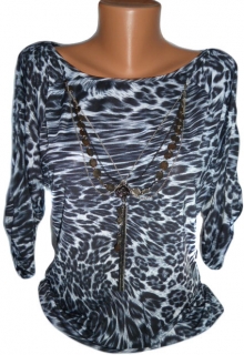 Tygrovaná halenka - tunika + NÁHRDELNÍK