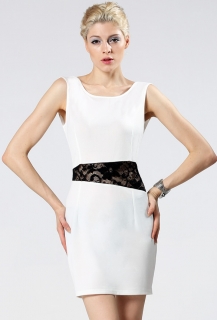 001 Dámské minišaty bílé s černou krajkou