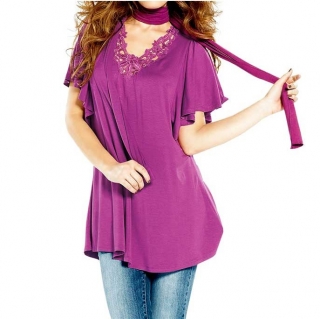 006 Dámská volná tunika se šátkem