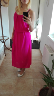 Dámské letní šaty na ramínka tm.růžové