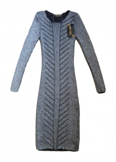 00*  Luxusní úpletové šaty černostříbrné