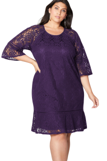 Společenské šaty krajkové fialové 14120XL