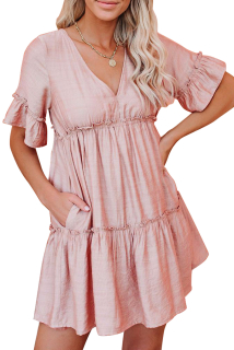 Romantické starorůžové šaty s volány