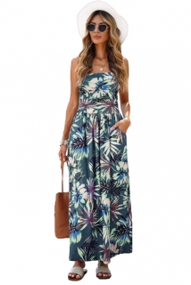 Letní šaty dlouhé vzorované zelené