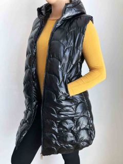 Dámská prošívaná lesklá černá vesta Ripples vel.XL