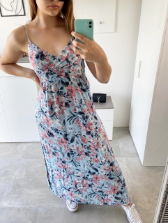 Letní šaty dlouhé bleděmodré SUNNY