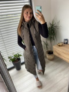 Dámská dlouhá vesta Glamour khaki XXL