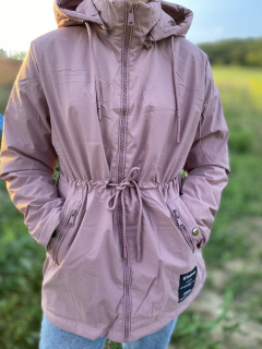 Dámská podzimní bunda pro plnoštíhlé růžová